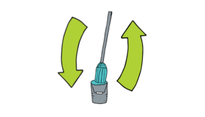 Mop and pail with recycle arrows